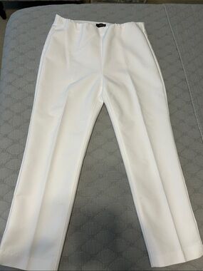 Crosby. White Cropped Pull-on Slacks with Clean 1.5” wide Elastic Waistband